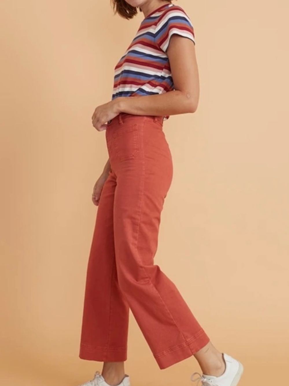 Marine Layer High waisted Wide Leg Crop patch pocket Pants women’s 6